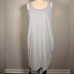 Eileen Fisher Gray Stripe Cotton Blend Sleeveless Shift Dress Size L